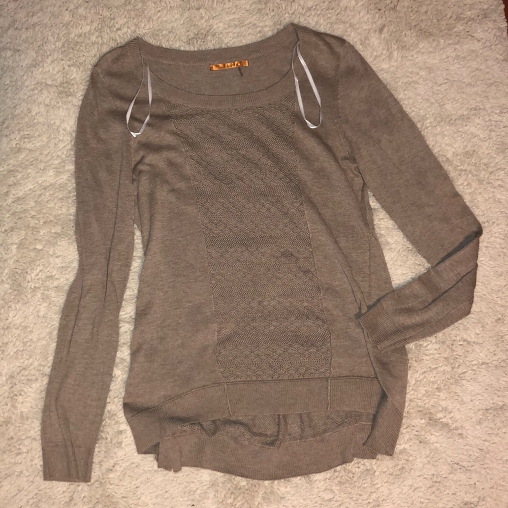 Tan with middle lace inset in front and back